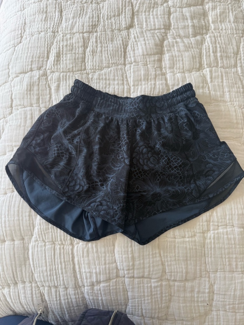 lululemon athletica Women's Black Floral Athletic Shorts